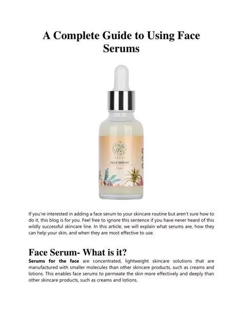 Unveiling The Power Of Lifting Face Serums A Comprehensive Guide To