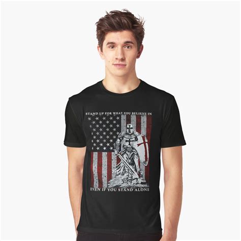 Crusader Knight Templar American Flag Patriotic Usa T Shirt For