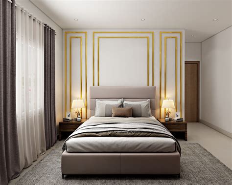 Classy Guest Bedroom Design With Wall Trims Livspace