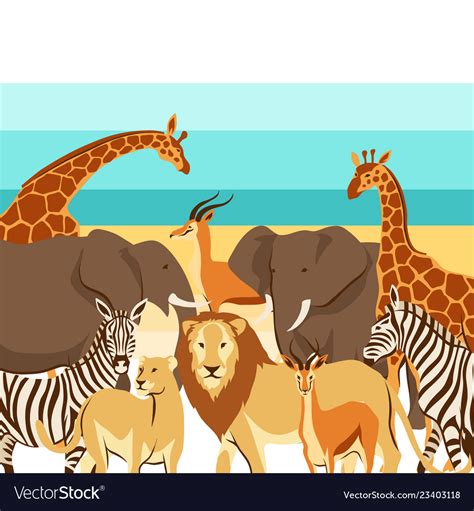 Background with african savanna animals Royalty Free Vector