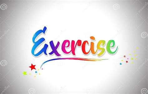 Exercise Handwritten Word Text With Rainbow Colors And Vibrant Swoosh Stock Vector