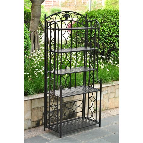 International Caravan Chelsea Indooroutdoor Iron 5 Tier Bakers Rack