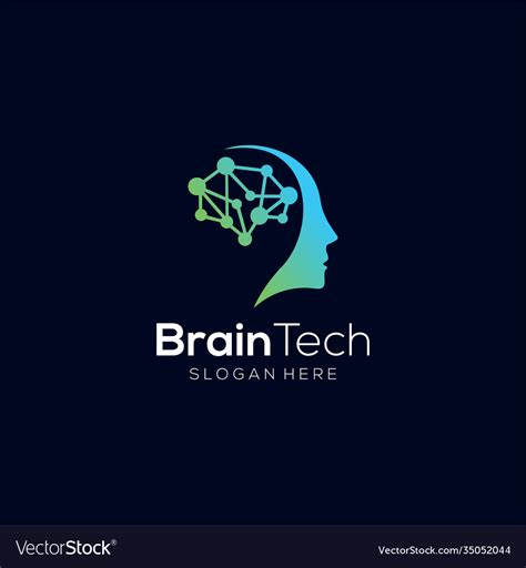 Brain technology logo design Royalty Free Vector Image