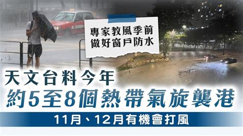 打風預測｜天文台料今年約5至8個熱帶氣旋襲港 11月、12月有機會打風 專家教風季前做好窗戶防水 晴報 家庭 熱話 D240321