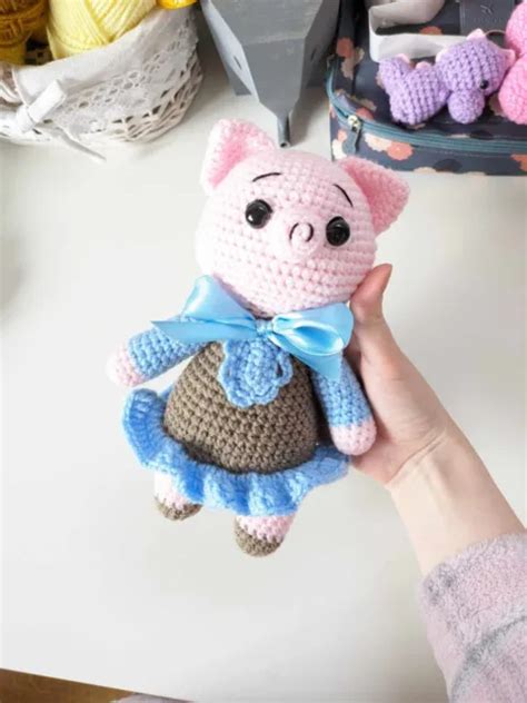 COCHON DOUDOU Fait Main Au Crochet Amigurumi Neuf 23 Cm EUR 23 00