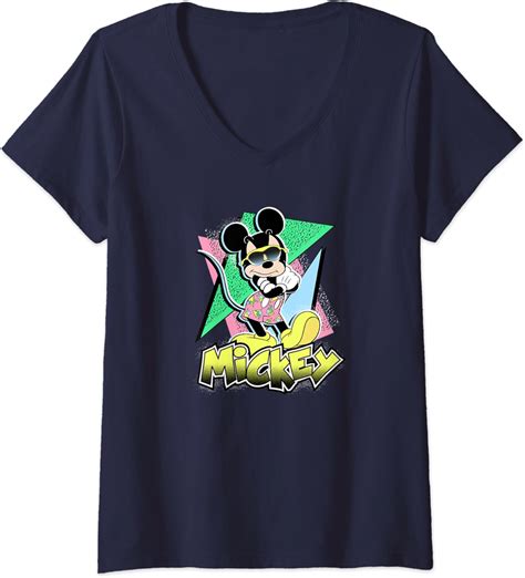 Womens Disney 90s Mickey V Neck T Shirt Clothing Shoes And Jewelry