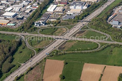 Aerial Image Karlsruhe Routing And Traffic Lanes During The Highway