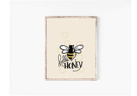 Bee Happy Print Bee Print Bumble Bee Decor Wall Decor Etsy Uk