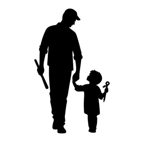 Father And Son Happy Fathers Day Silhouette Vector Premium Ai