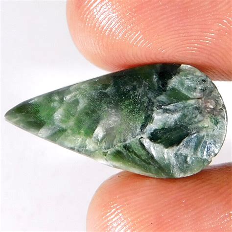 12 65Cts 100 Natural Unique Seraphinite Pear Cabochon Loose Gemstone