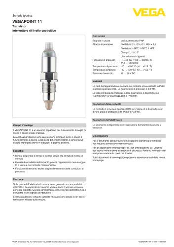 Scheda Tecnica VEGABAR 39 VEGA Grieshaber KG Catalogo PDF