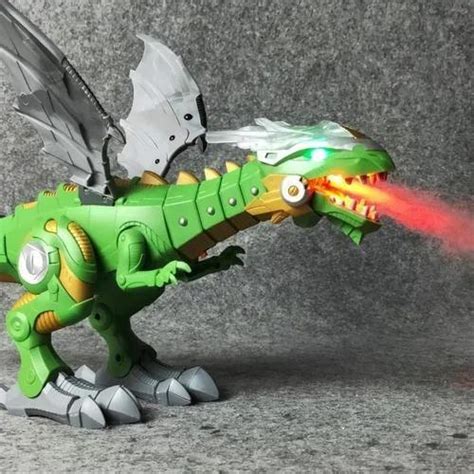 Dragão Robo Brinquedo Dinossauro Anda Bate Asas Solta Fumaça Toy King