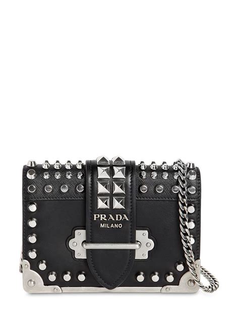 Prada Small Cahier Studded Leather Bag Studded Leather Bag Studded