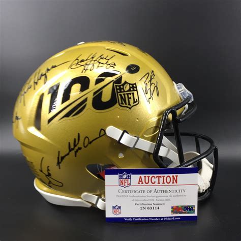 NFL - Multi Signed Gold 100 Helmet signed by members of 100 All Time ...