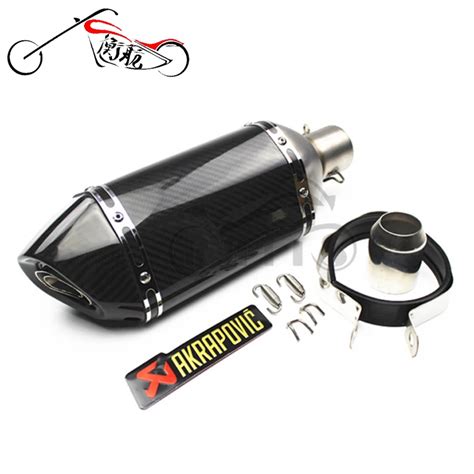 Motorcycle Akrapovic Exhaust Universal 51mm Stainless Steel Real Carbon