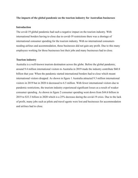 SOLUTION: Covid impacting the tourism industry - Studypool