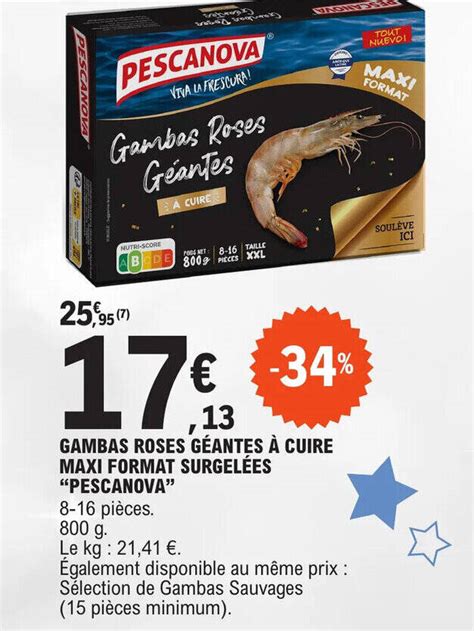 Promo GAMBAS ROSES GÉANTES À CUIRE MAXI FORMAT SURGELÉES PESCANOVA 8