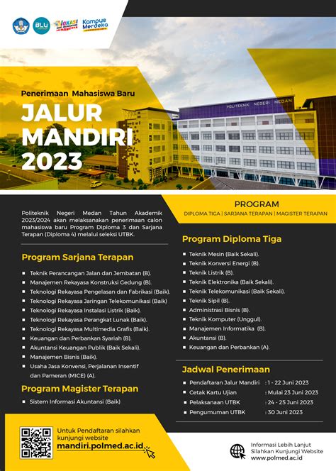 Jalur Mandiri Pengumuman Tentang Penerimaan Mahasiswa Baru Politeknik Negeri Medan Jalur