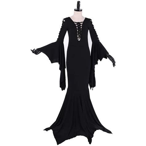 Morticia Addams Costume Women's Gothic Black Dress Halloween Costume