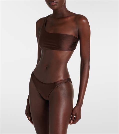 Apex One Shoulder Bikini Top In Brown Jade Swim Mytheresa