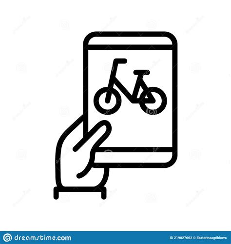 Fietspad Vectoroverzicht Illustratie Van De Fietsenverhuurapp Voor Het