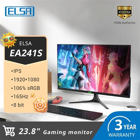 ELSA Monitor De Juego De 24 Pulgadas Para Ordenador Pantalla Lcd IPS