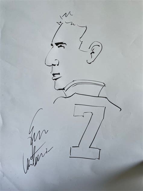 Eric Cantona Original Autograph And Line Drawing Hobbies Toys