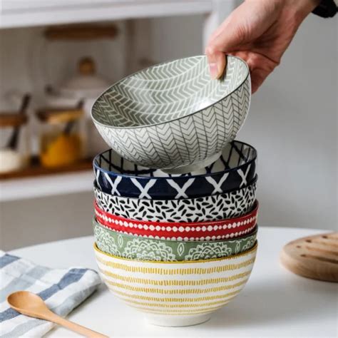 ceramic bowl set  pattern glazed bowl porcelain dinnerware kitchen