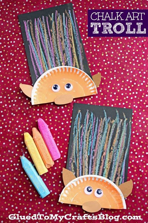 Paper Plate And Chalk Art Troll Hair Kid Craft Idea Glued To My