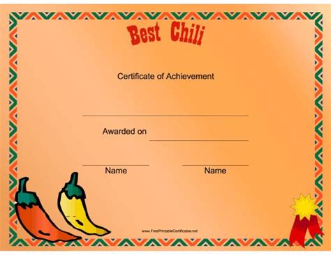 Free Chili Cook Off Award Certificate Template - Printable Templates