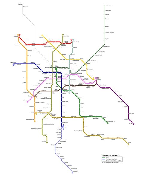 Mexico City Subway Map (c) UrbanRail.Net | Mexico map, Mexico city ...