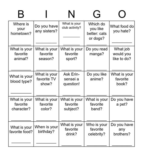 Get To Know Each Other Bingo Gioco Del Bingo Per Conoscersi Jogue