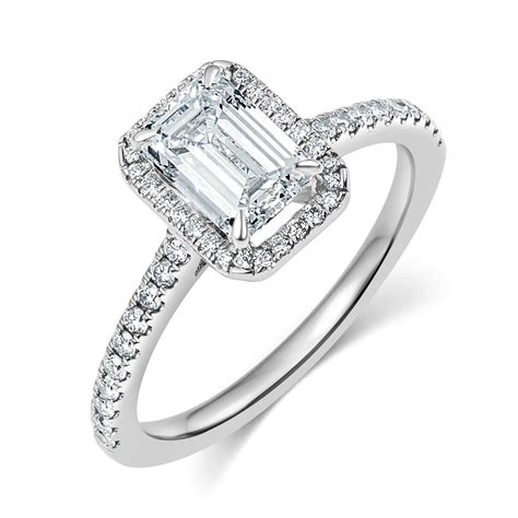 Emerald Cut Diamond Halo Engagement Ring 1 22ct Pravins