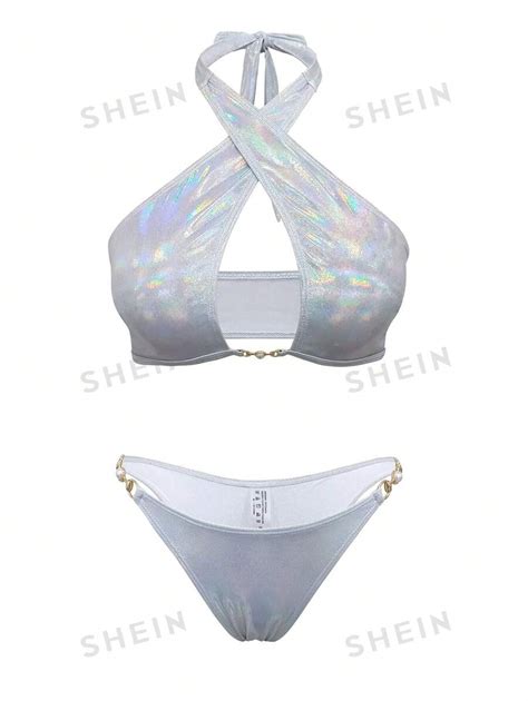 Shein Swim Sxy Conjunto De Mai Bikini A Laser Festival De M Sica De