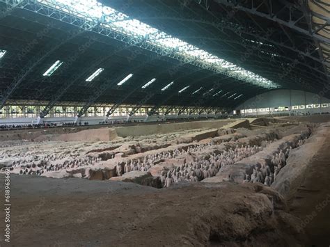 China - December 29, 2018, Terracotta army soldiers in the mausoleum ...