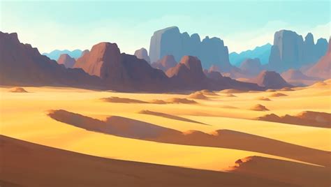 Desierto rocoso con cañones ilustración detallada de pintura dibujada a