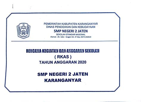 Rkas Dan Rkasp Tahun 2020 Smp Negeri 2 Jaten