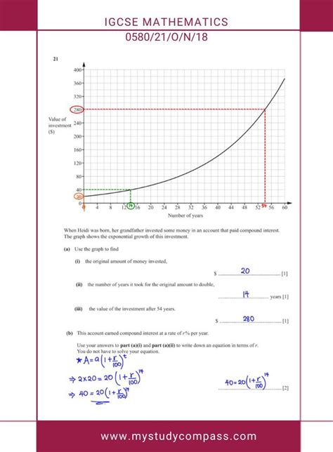 Cie Igcse Maths 0580 21 O N 18 Solved Past Paper Question 21