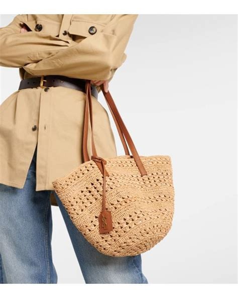 Saint Laurent Panier Small Raffia Basket Bag In Natural Lyst Uk