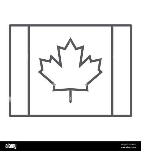 Canadian flag thin line icon, canada and maple, leaf sign, vector ...