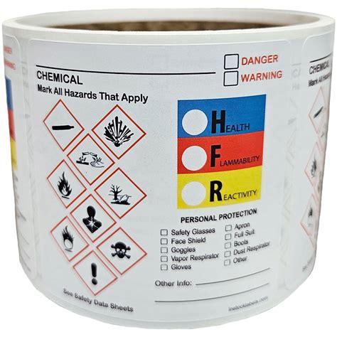 Nfpa Chemical Dot Hazmat Hmis Labels For Ppe