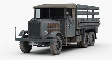 3d model ww2 german krupp truck