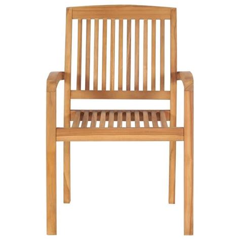 Chaises empilables à dîner de jardin 2 pcs Bois de teck solide