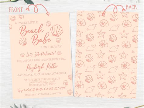 Beach Babe Baby Shower Invitation Tropical Baby Shower Etsy