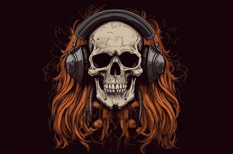 Premium Vector Skull With Headphones Vintage Vector