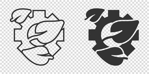 Leaf And Gear Icon In Flat Style Cog With Plant Vector Illustration On