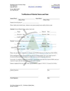 Fillable Online Verification Of Marital Status And Date Wcccmeedu Fax