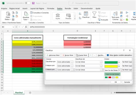 Filtrar E Classificar Dados Na Planilha Pelas Cores Das C Lulas