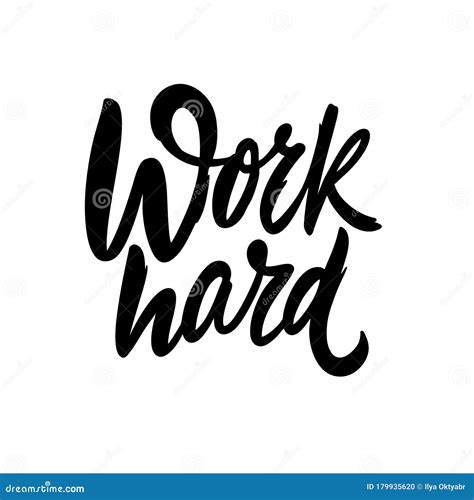 Work Hard Phrase Hand Written Lettering Black Color Text Vector