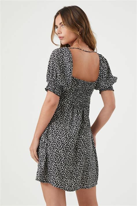 Ditsy Floral Puff Sleeve Mini Dress